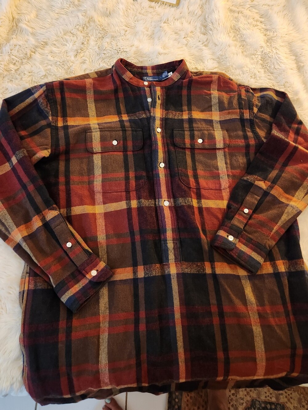 Polo by Ralph Lauren Plaid Flannel Twill Shirt  Dress Size 8 - Picture 7 of 8